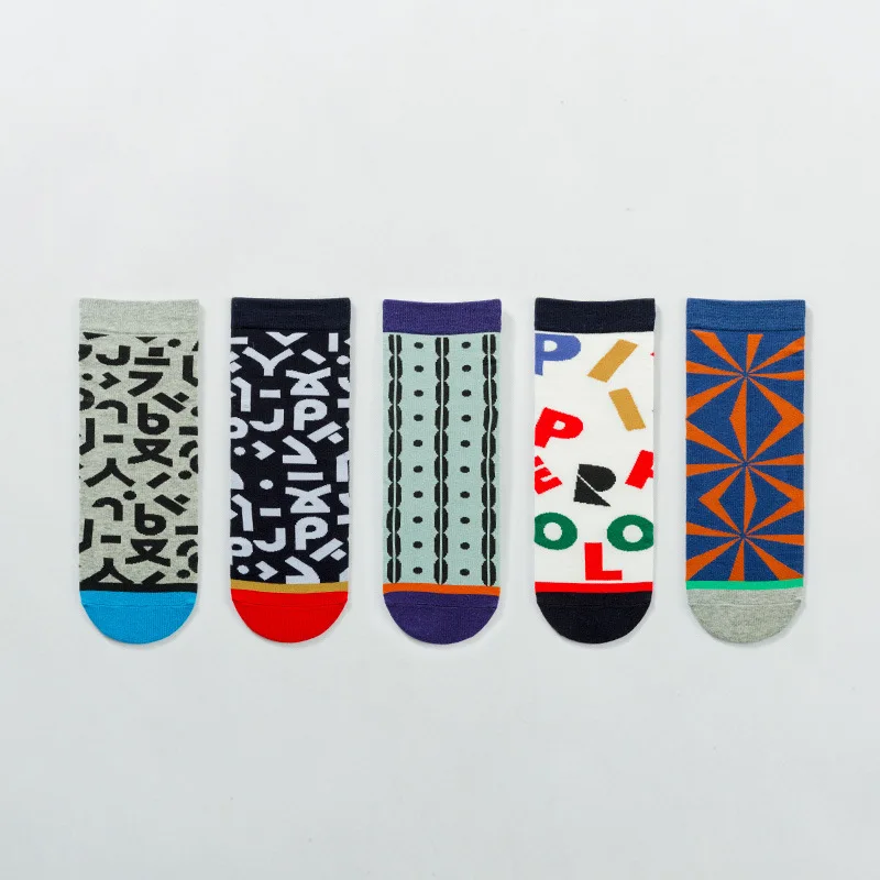 5 double brand Chinese style boys' pure cotton antiskid silicone invisible odor proof breathable ship socks men's cotton socks