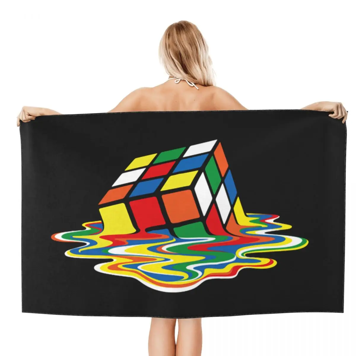 Индивидуальное расплавленное пляжное полотенце Rubix Cube Rubiks быстросохнущее