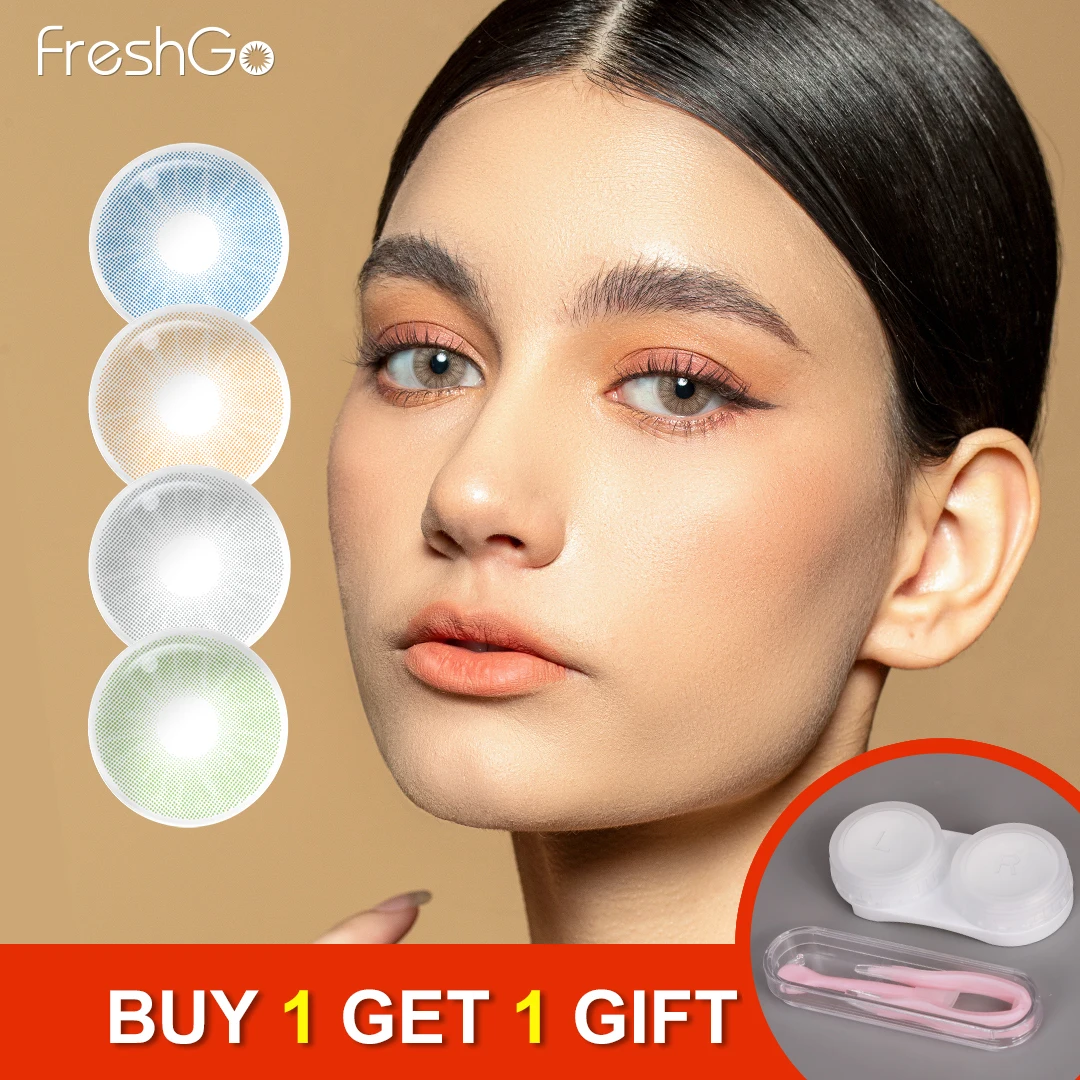 

Freshgo 1 Pair Korean Lenses Color Contact Lenses for Eyes Natural Look Brown Lenses Anime Lense Gray Blue Eye Lenses 14.0mm