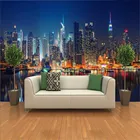 3D фотообои с изображением Нью-Йорка, Манхэттена, города, ночного вида, для ресторана, кафе, гостиной, стен, 3D современные настенные бумаги, домашний декор