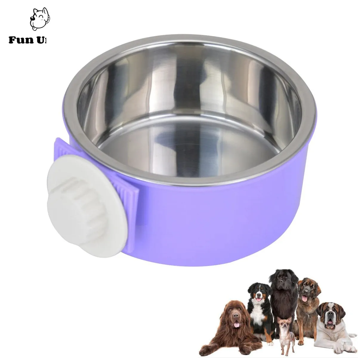 

Crate Dog Bowl Removable Stainless Steel Water Food Feeder Bowls Cage Coop Cup for Cat Puppy Bird Pets