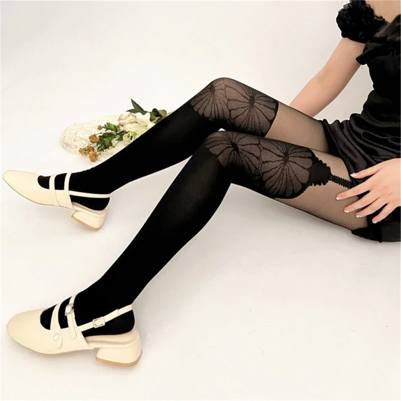 

Women's Flower Tight Pantyhose False Garter Belt Stockings Stylish-Mock Suspender Stockings Pantyhose for Club Party