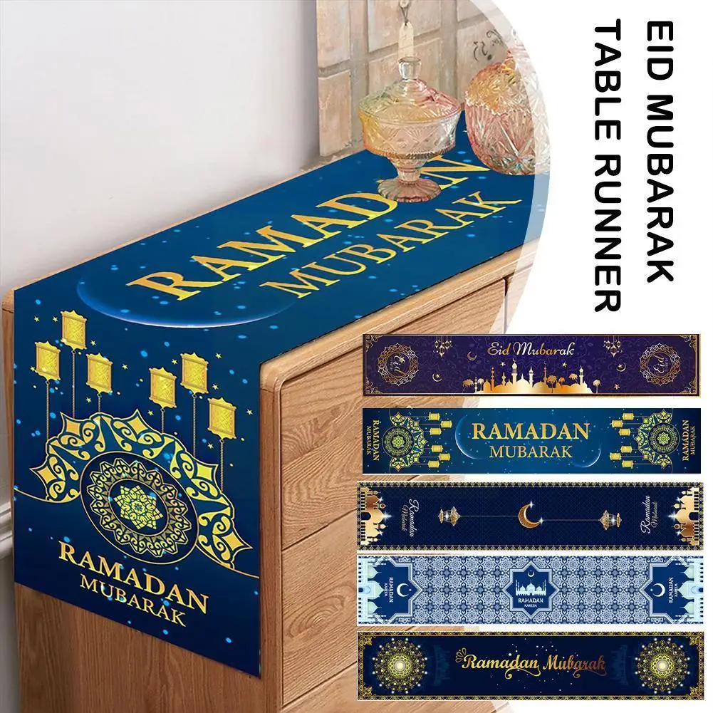 

Eid Mubarak Ramadan Table Runner Tablecloth Islamic Kareem Decor Table Eid Party Muslim Adha Decoration 180x35cm Ramadan Al T7o8