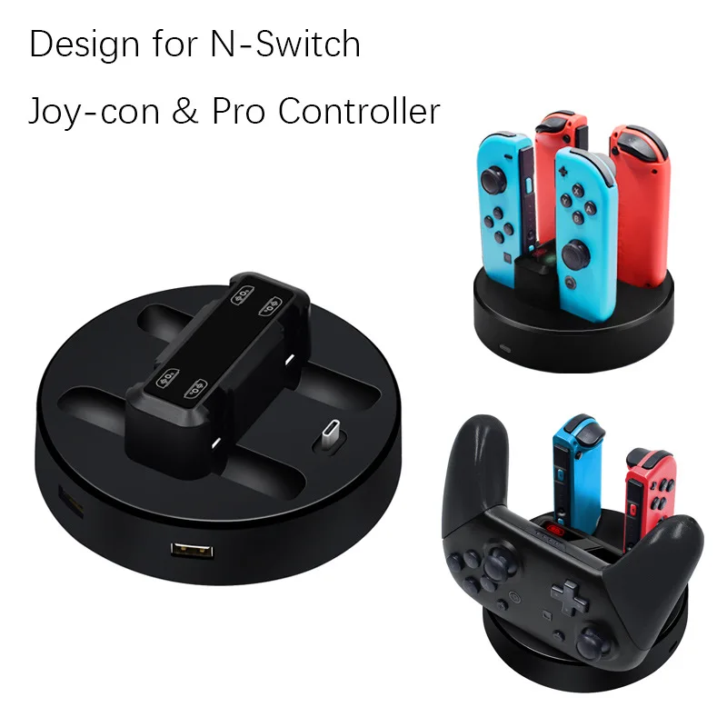 for Switch Pro Controller 5 in 1 Charging Dock for N-Switch Joy-con Controller Multi-function Charging Dock Four-charge