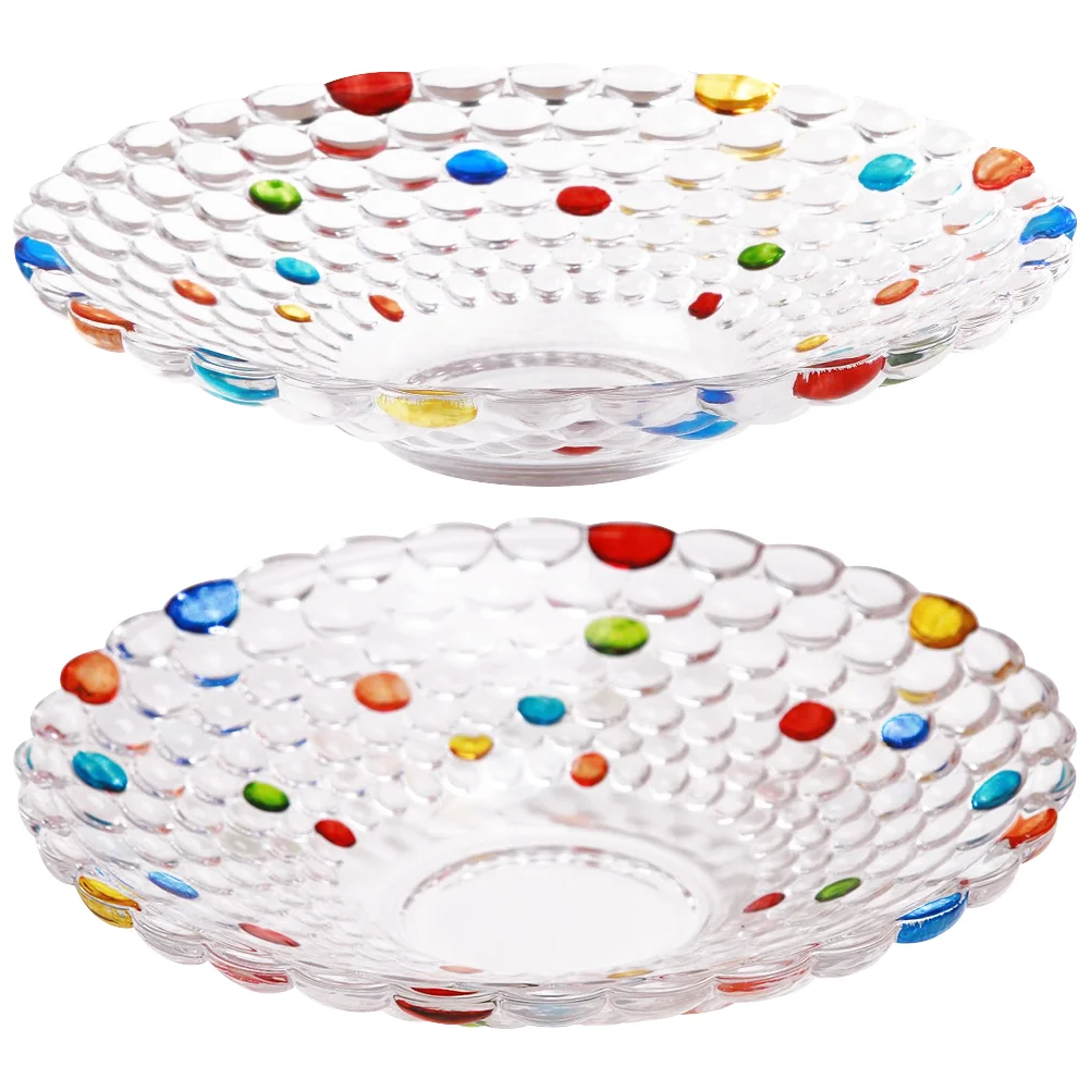 

2 Pcs Crystal Dish Table Trays Eating Tray Catchall Tray Glass Key Holder Tray Vanity Tray Banquet