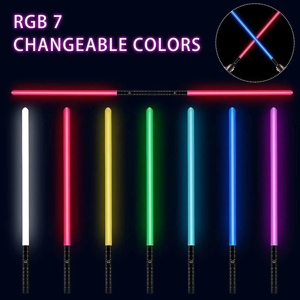 

Double-edged Lightsaber RGB 7 Colors Change LED Laser Sword Two In One Switchable Saber Sound Full Metal Handle Cosplay Gift