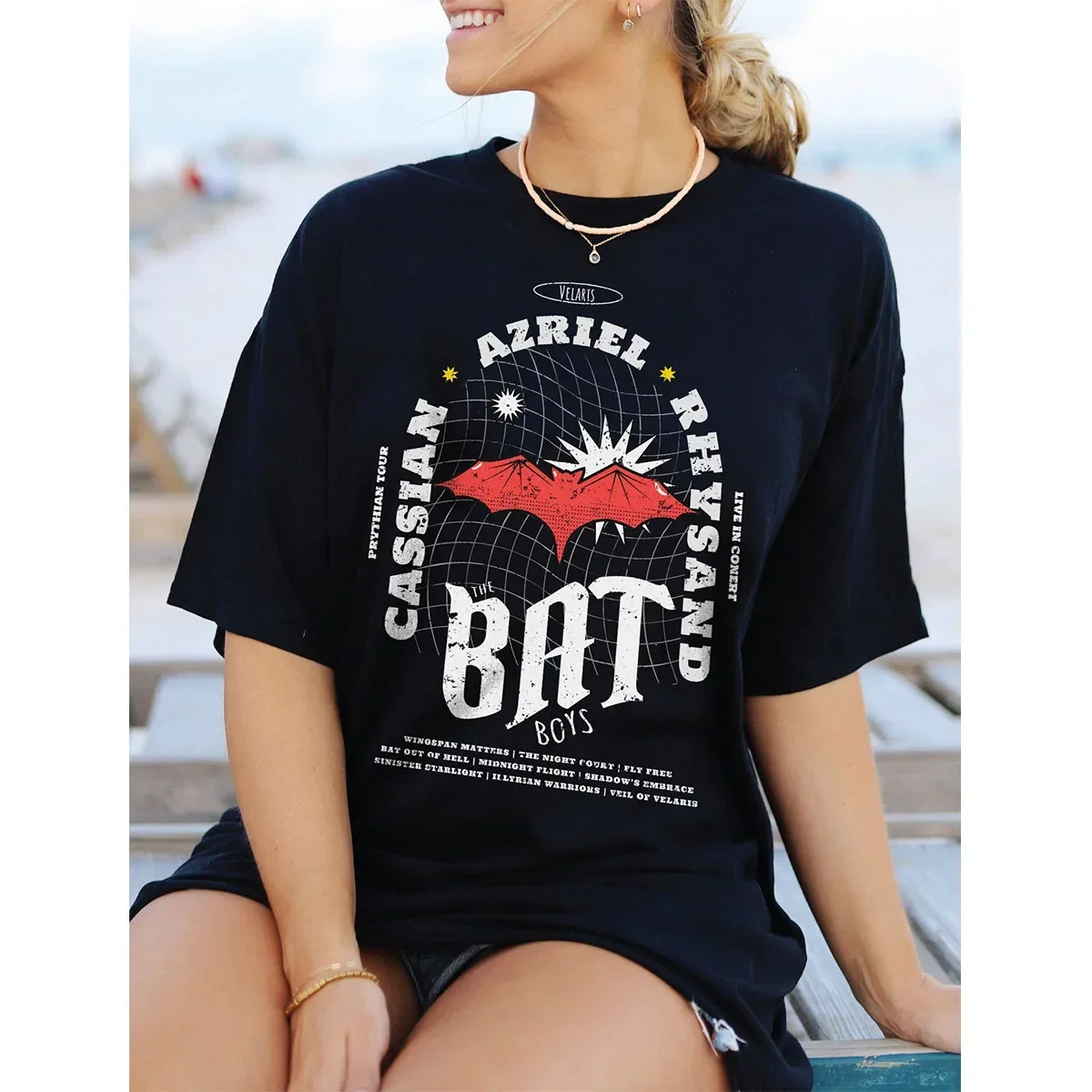 Футболка с группой ACOTAR Bat Boys винтажная рубашка Rhysand Velaris Night Court свободная
