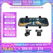 9.35 Inch Full Screen 70mai Rearview Dash Cam Wide 1080P Auto Cam 130FOV 70mai D07 Mirror Car Recorder Stream Media Car DVR