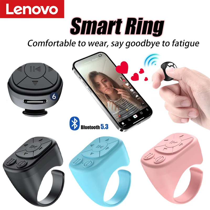 Фото Беспроводной пульт дистанционного управления Lenovo Scrolling Ring, контроллер для мобильного телефона, совместимый с Bluetooth, для дома, путешествий, автомобиля №1