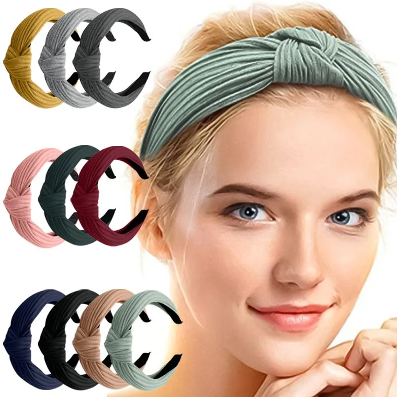 

10 Pack Women Cross Solid color Hair Bands Girls Print Flower Headbands Fashion Turban Make up Hair Accessories