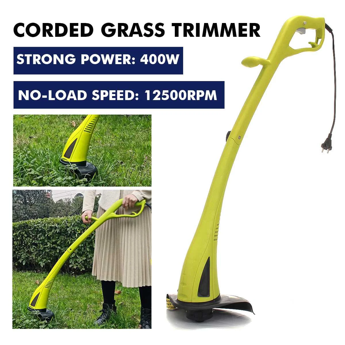 

Portable Electric Grass Trimmer Handheld Lawn Mower Agricultural Household Cordless Weeder Garden Pruning Cutter Tools 400W
