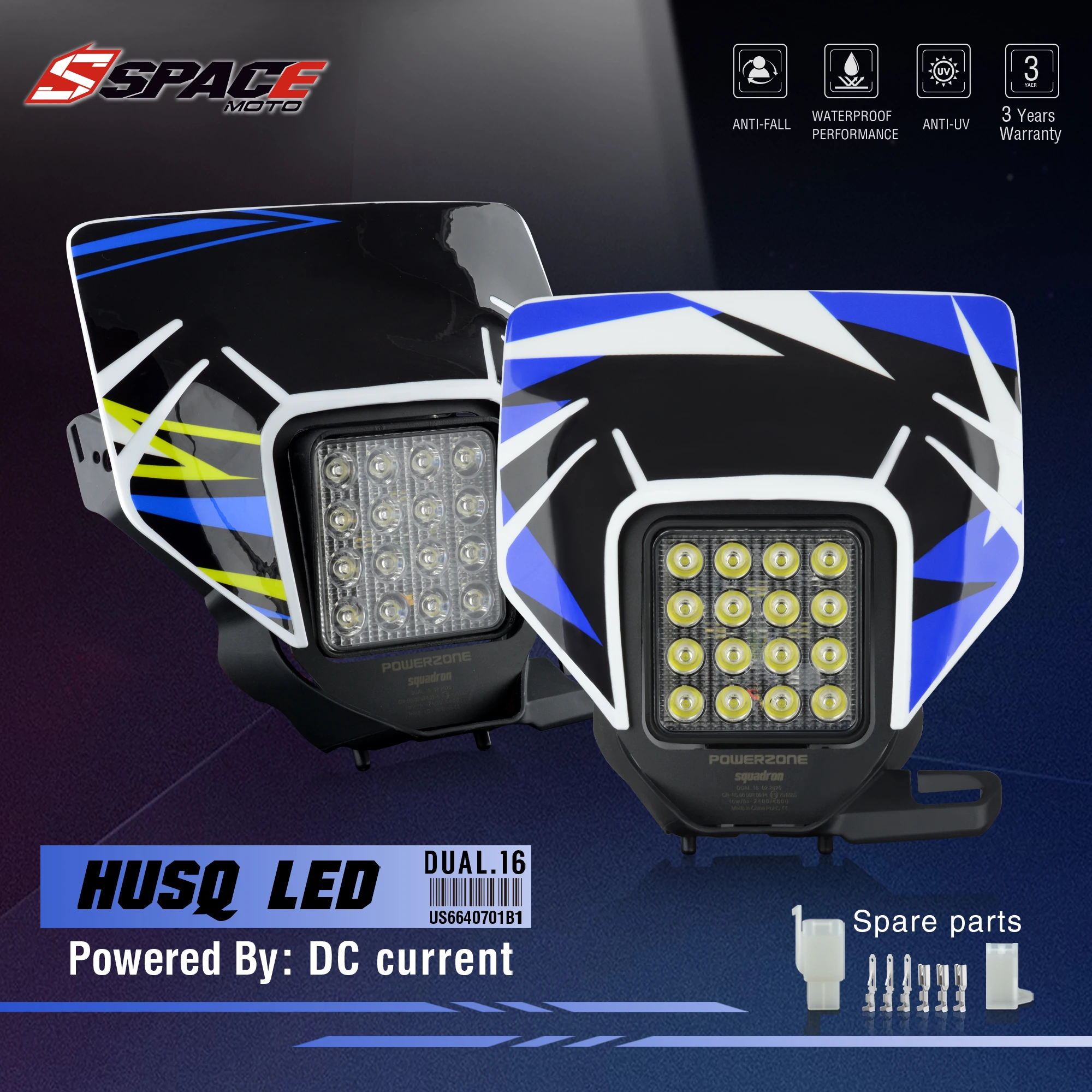 Налобный фонарь Space Moto, налобсветильник фонарь, обтекатель для супермото moto, обтекатель для детской, TE, Enduro, VSL, налобный фонарь