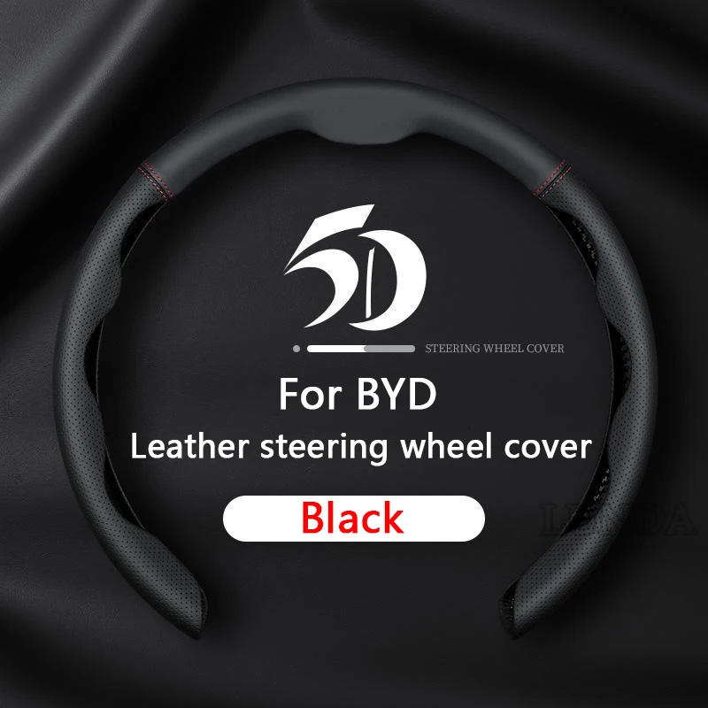 

New Real Leather Car Steering Wheel Cover Ultra-thin Universal 38cm For BYD Tang EV600 Han EV Yuan PLUS ATTO 3 Song Pro MAX DMI