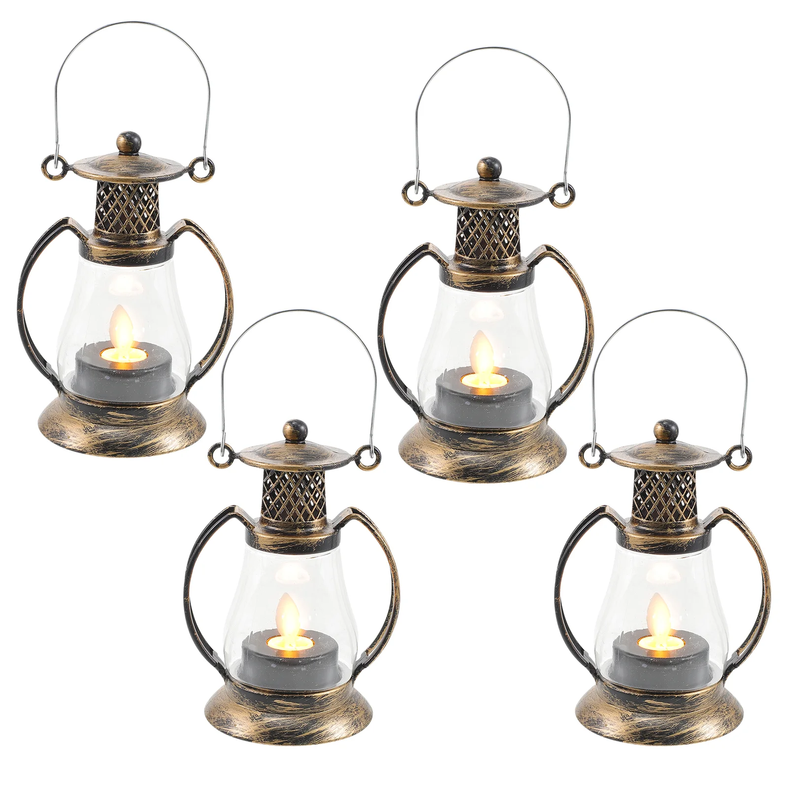 

Lanternlanterns Hanging Decorative Vintage Mini Camping Holder Night Led Light Outdoor Garden Handheld Flickering Wedding