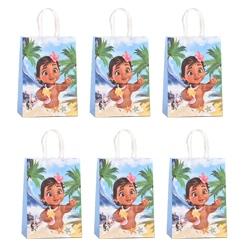 5pcs Disney Moana Party Paper Bag Candy Gift Packaging Bag Kids Ocean Birthday Party Decoration Baby Shower Girl Party Supplies