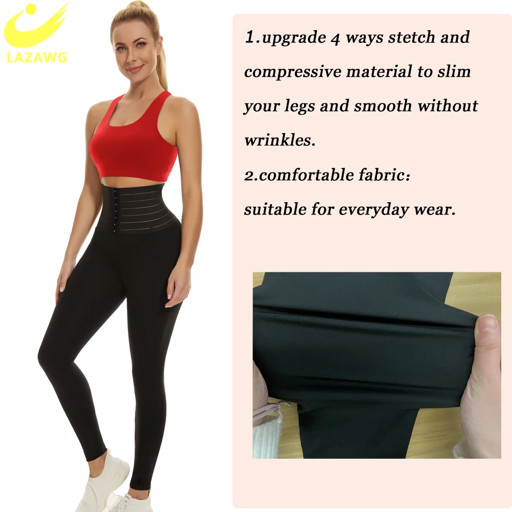 LAZAWG Women Butt Lifter Shapewear Leggings High Waisted Tummy Control Hip Pads Seamless Booty Lifter Slimming Push Up Pants