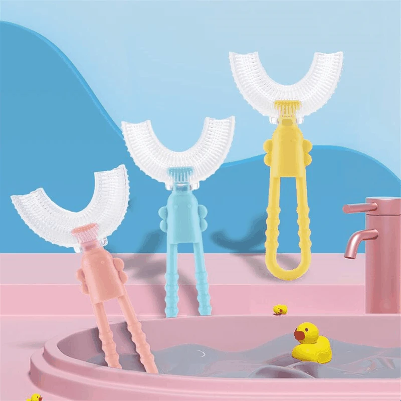 

U-shaped Baby Toothbrush Children's Toothbrush Oral Care Cleaning Brush Convenient And Simple Silicone Baby Toothbrush Oral