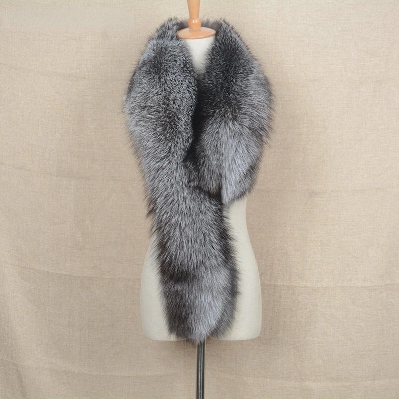 

High Quality Magnetic Real Silver Fox Fur Scarf Women Winter Fur Shawl Scarf