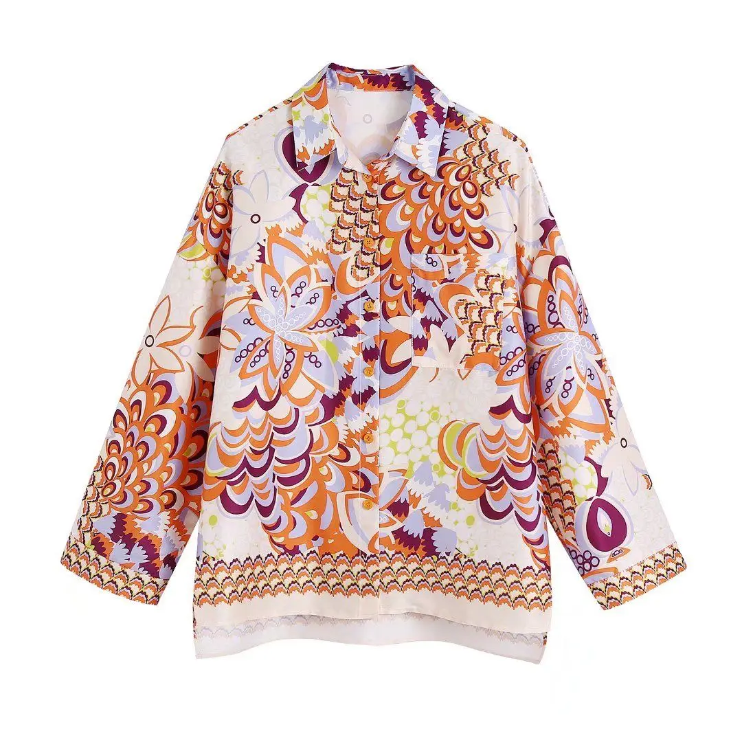 

New 2022-Pocket Decorative Loose Printed Shirt Printed Shorts Suit