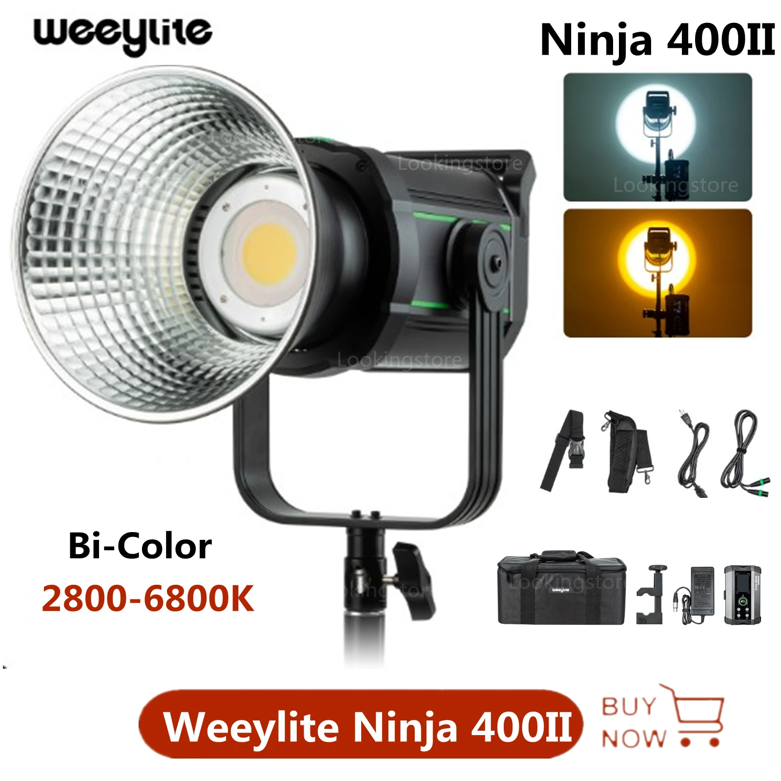 

Weeylite Ninja 400II 150W Bi-Color LED Video Light COB 2800-6800K Continuous Light Bowens Mount for Studio Photography Recording