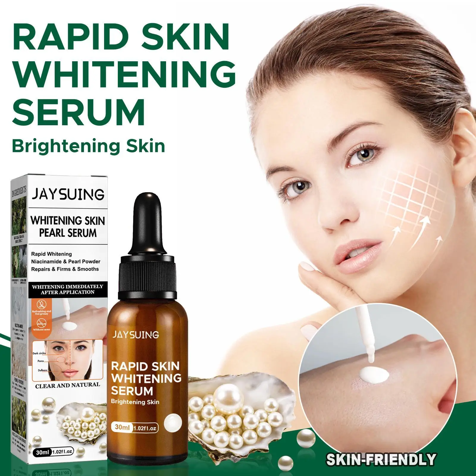 

30ml Pearl Whitening Serum Anti-Aging Pore Reduction Brightening Skin Tone Improve Dull Spots Moisturizing Face Skin Care