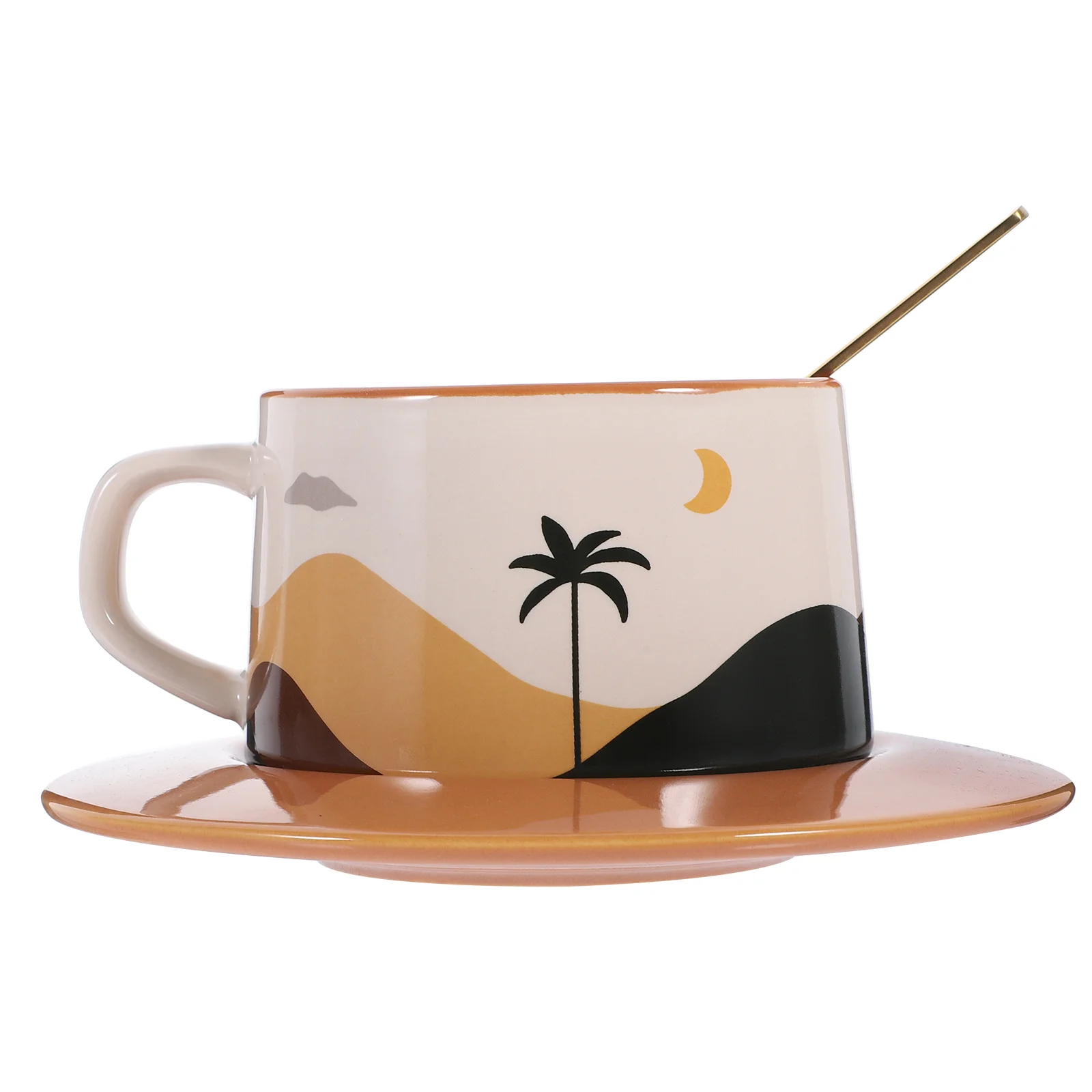 

1 Set Tea Cup with Saucer and Spoon Cappuccino Cup Coffee Cup Latte Cup