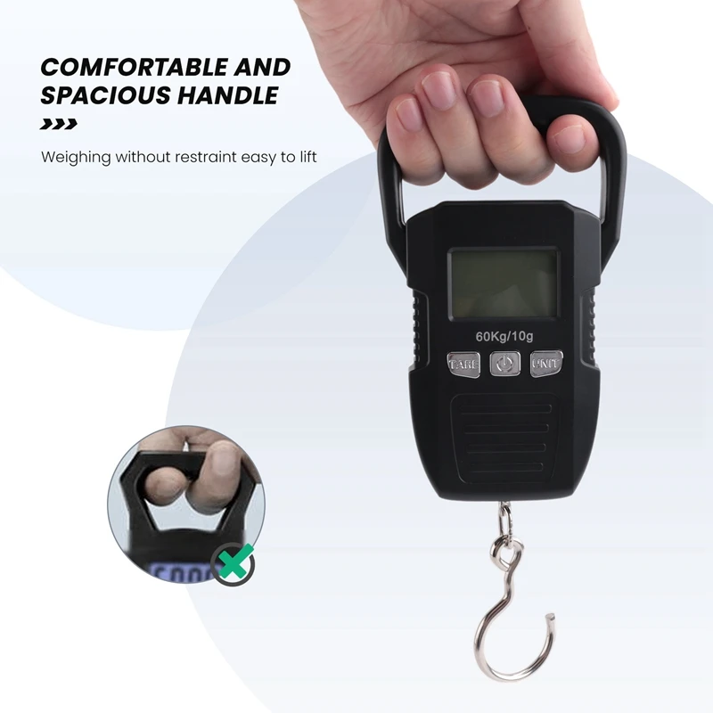 Черные 60 кг/10 г ЖК-цифровые подвесные весы комплект USB-перезаряжаемых