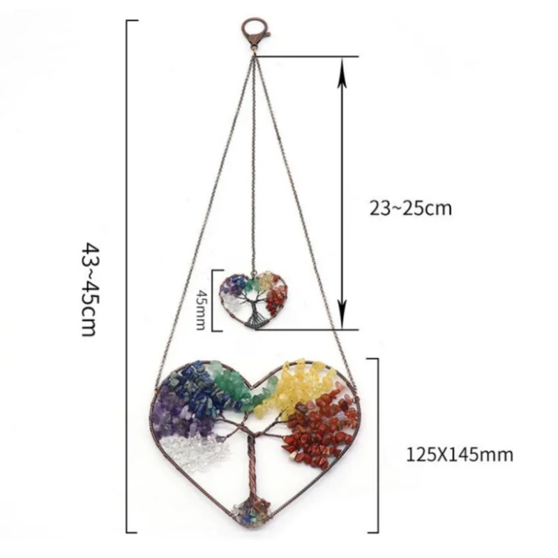 Двойное Сердце Дерево жизни подвесное украшение чакра фэн-шуй драгоценные камни