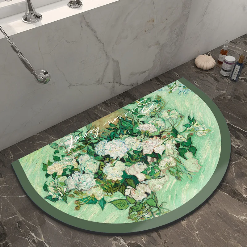 

Bathroom Mats Non-slip Absorbent Carpet Bathroom Mats Toilet Entrance Door Imitation Diatom Mud Mats Art Home Decor Household