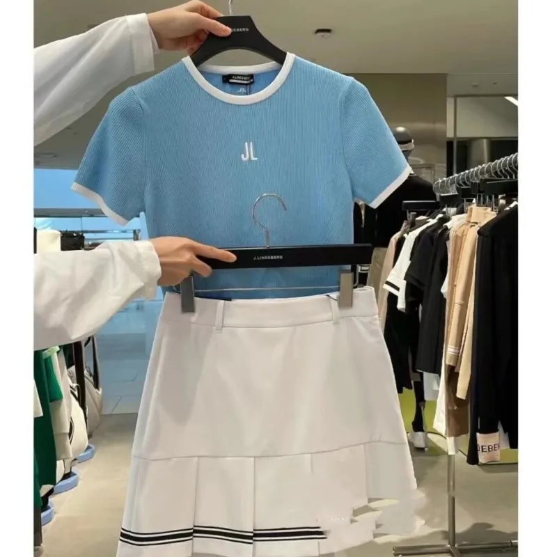 Women's Solid Crew Neck Ribbed Knit Short Sleeve Top T Shirts Ice silk