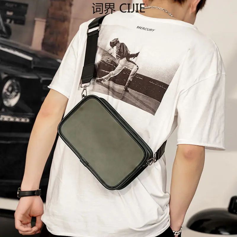 

CIJIE New Retro Small Square Bag Shoulder Bag Korean Men's Bag Casual Fashion Messenger Bag Small Sling Bag