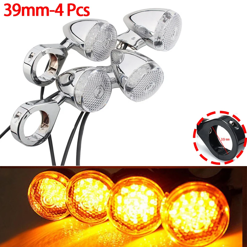 

Модификация мотоцикла, передние и задние указатели поворота, подходящие для мотоциклов Harley, светодиодные янтарные индикаторные лампы 39 мм/41 мм
