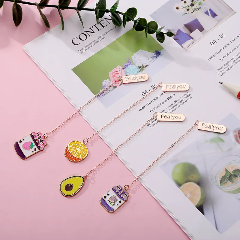 

Creative Cute Fruit Cartoon Bookmark Dress Up Pendant Cute Fresh Student School Stationery Portable Reading Bookmark Folder
