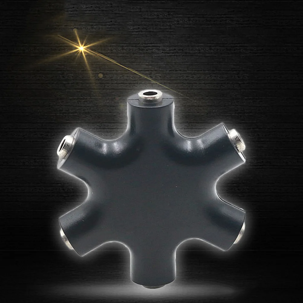 

1PC Black Practical Snowflake Creative Durable 6 Way 3.5mm Splitter for Headset Headphone Earphone