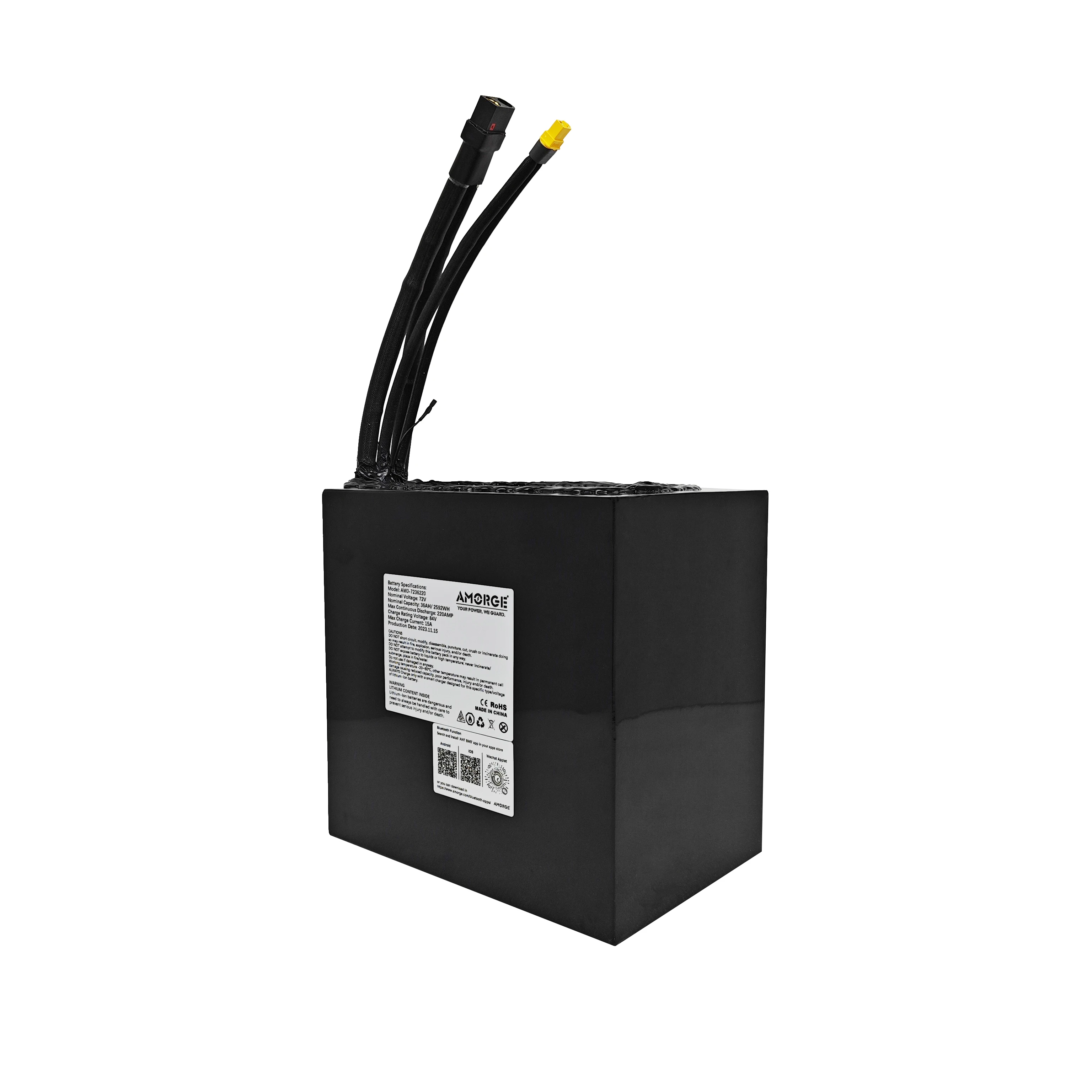 Литиевый аккумулятор AMORGE 72V 36AH 220AMP с ANT Bluetooth BMS