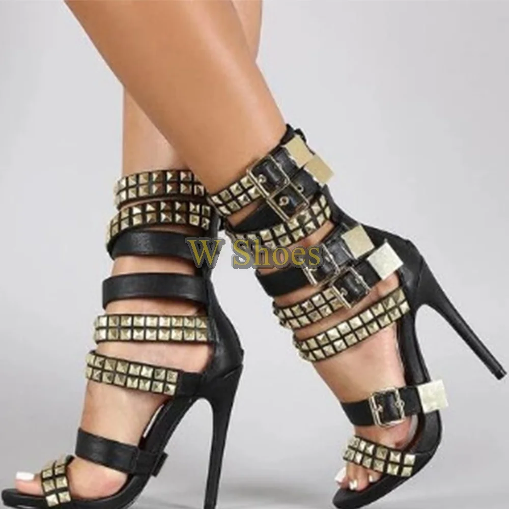 

Сандалии женские на высоком каблуке, пикантные босоножки с металлическим элементом, с множеством пряжек, открытый носок, на молнии, стильная обувь на шпильке, модный подарок для женщин, для ночного клуба