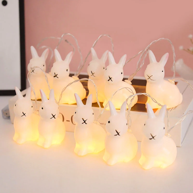

1.5M Rabbit LED Garland String Lights Easter Decor Battery Operated Rabbit Shaped Fairy Lights Wedding Party Ornament Night Lamp