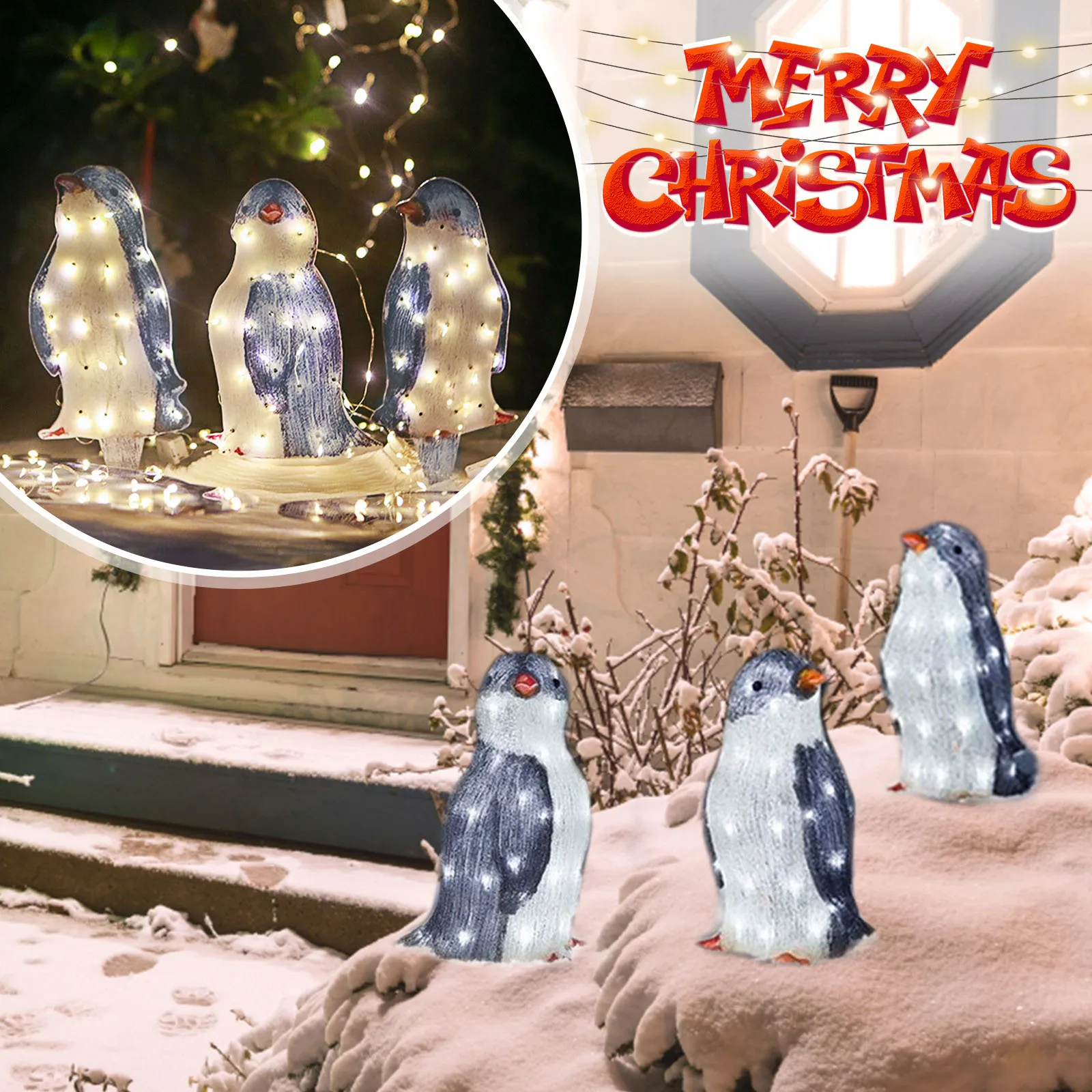 

Penguin Penguin Decoration Ornament Holiday Christmas Brightening Light-Up Decoration Crafts