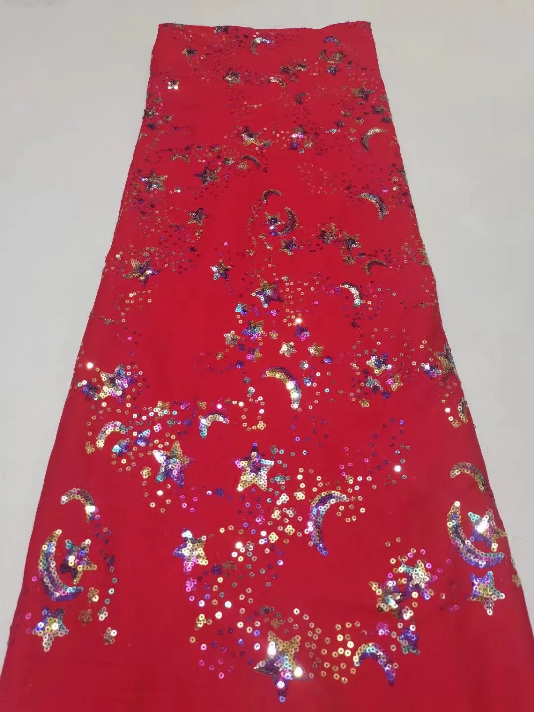 

Красные блестки, африканский тюль, кружевная ткань, нигерийская кружевная ткань, высокое качество, 5 ярдов, кружево с блестками для платья, с...