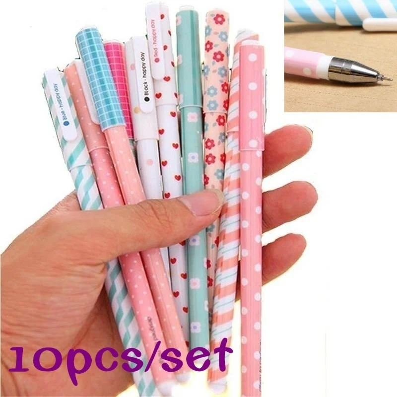 

10 Pcs Gel Ink Pen Cute Floral Pen Rollerball Pen School Office Stationery Supplies
