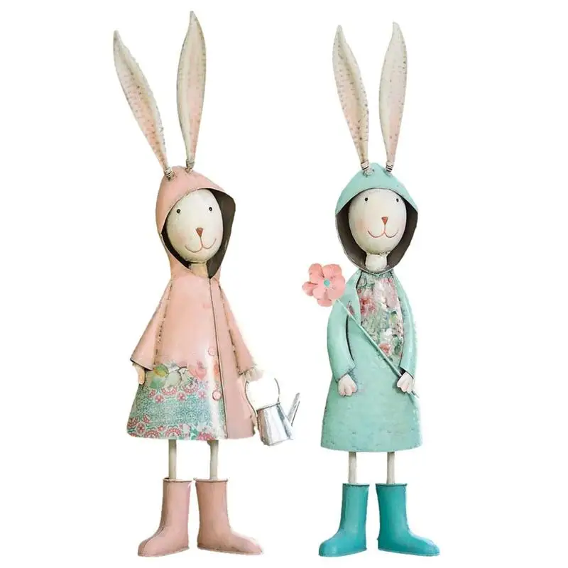 

Easter Rabbit Figures Festival Easter Resin Animal Figurines Holiday Bunny Statue Toy With Flowers Sculpture Easter Egg Stuffer