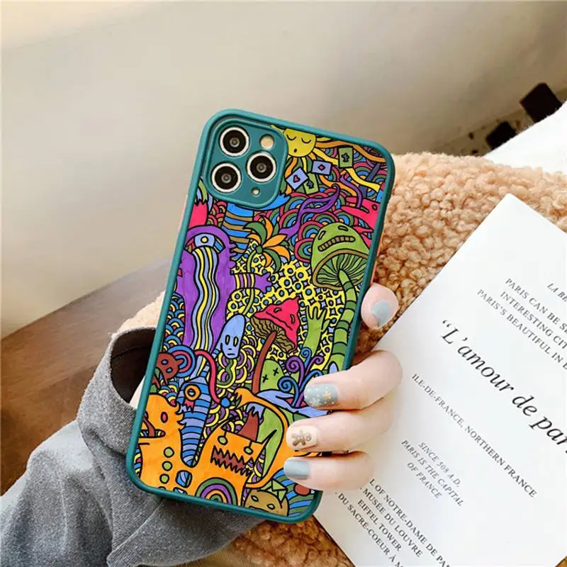 Indie Hippie Art Phone Case for iPhone 14 11 12 13 Mini Pro Max 8 7 Plus X XR XS MAX Translucent Matte Cover