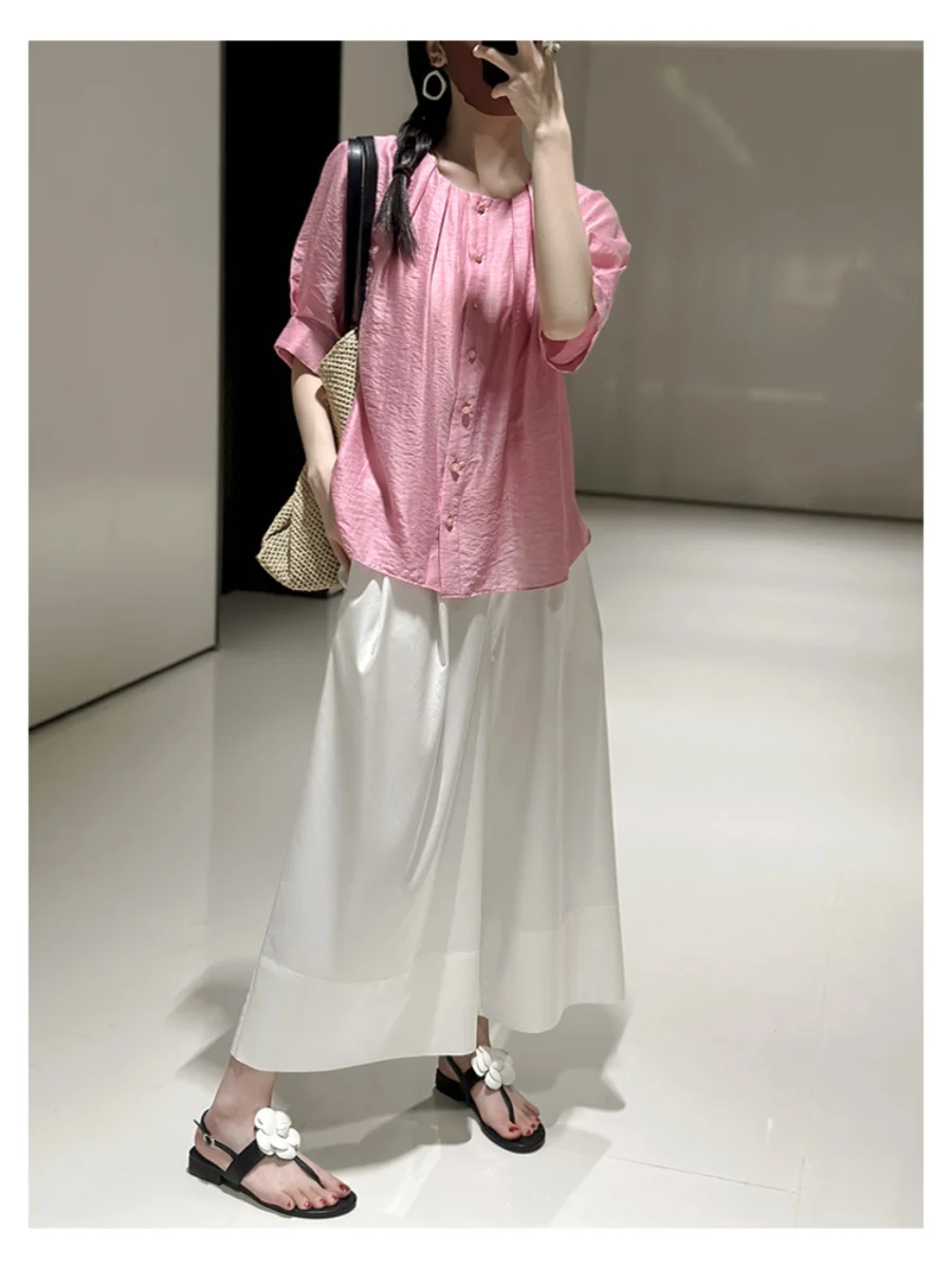 Легкие дышащие дизайнерские льняные рубашки с воротником и рукавом до локтя