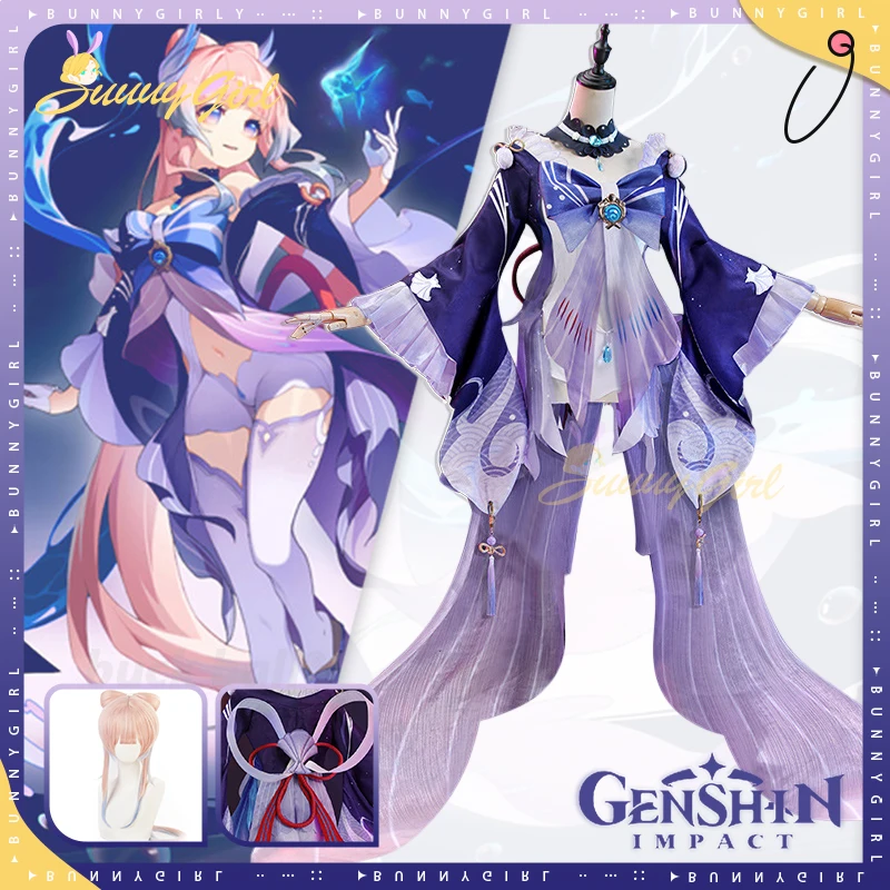 

Sangonomiya Kokomi Cosplay Costume Game Genshin Impact Cosplay Costume Anime Kokomi Costume Her Excellency Wig Halloween Gifts