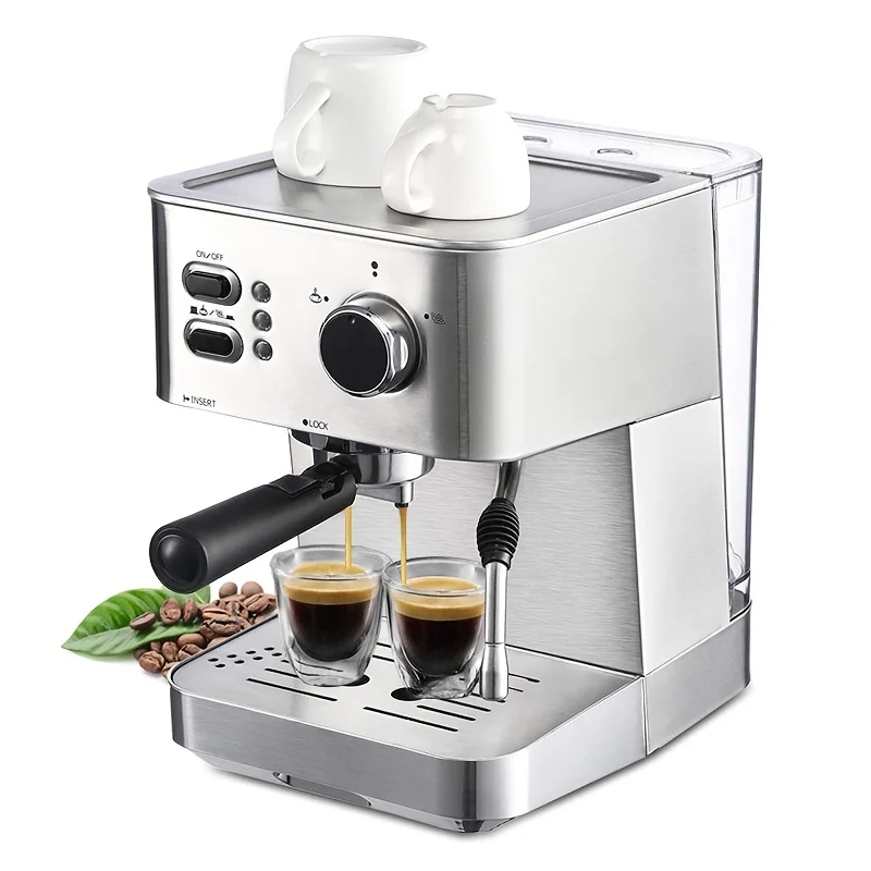 

1pc 19 Bar Espresso Coffee Machine, Semi Automatic ESE Pod & Ground Coffee Espresso Maker, Cappuccino H10 Coffee Maker