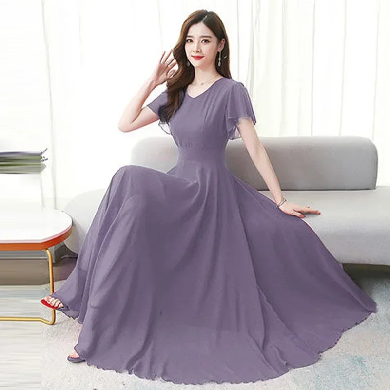 Винтажное Элегантное синее платье-трапеция с V-образным вырезом и коротким