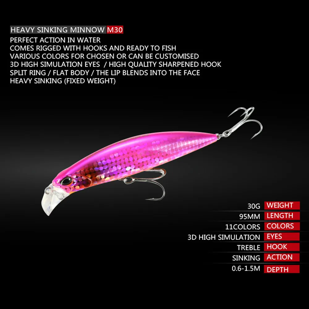 

2023 Minnow Fishing Lure Bait 30g/10.2cm Tackle Pesca Saltwater Lures Articulos De Pesca Isca Artificial Fake Fish Swimbait
