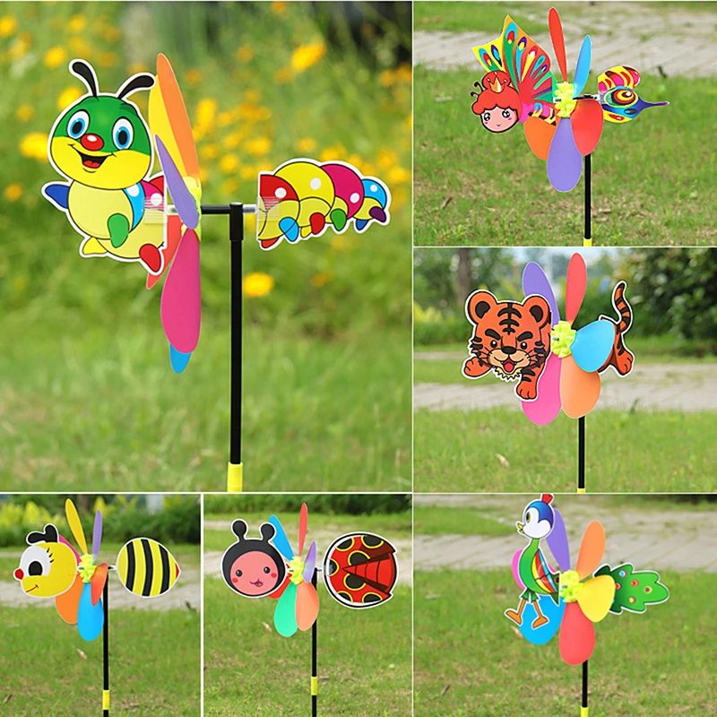 

Cute Animal Bee Six Colors Three-dimensional Windmill Cartoon Children Toys Home Garden Wind Spinner Yard Decoration Random