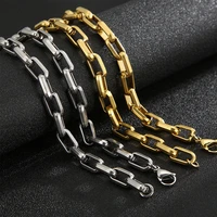 hip hop mens long necklace stainless steel gold silver color hollow square chain collar necklaces for men women vintage jewelry