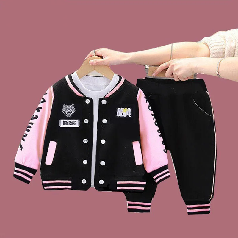 

Girls Baseball Long Sleeve Tops Coats+Pants 2-Piece Children Clothing Set Kids Boys Baby Tracksuit Outfit Clothes Suit 1-4 Years